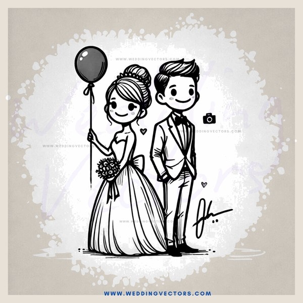 the couple posing for a picture with a ballon