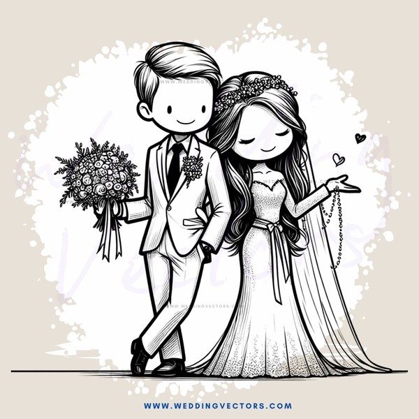 bride & groom with flowers and rings