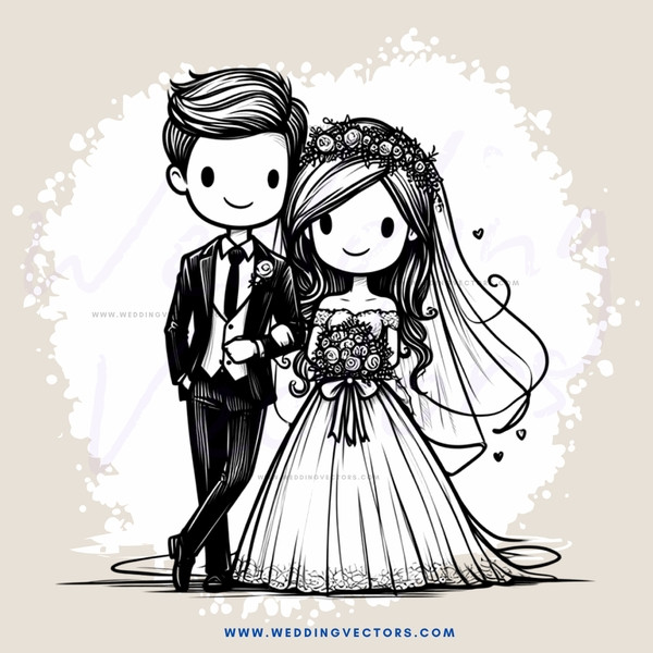 bride and groom standing together