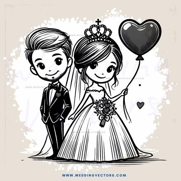 married couple holding heart balloons and flowers