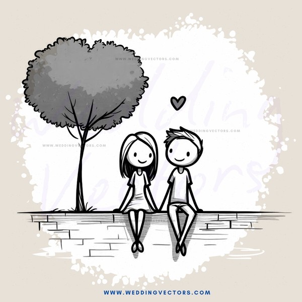 couple sitting on wall by tree