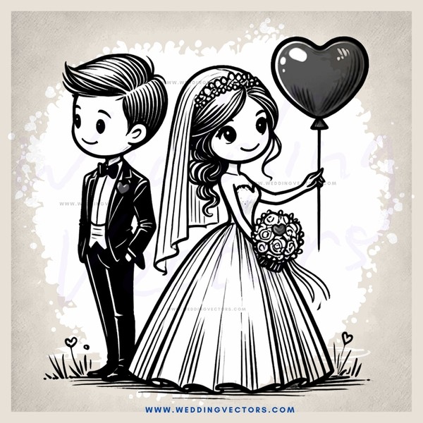 a wedding in black and white