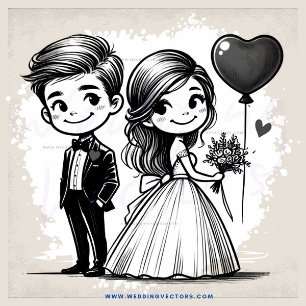 a cartoon couple standing together
