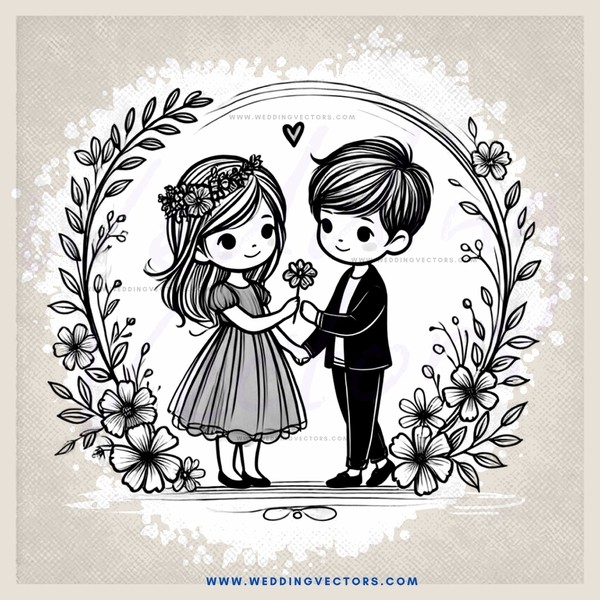the lovely couple in floral garland holding hands and flowers