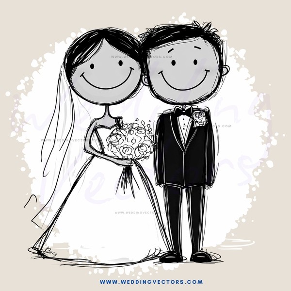 a happy bride and groom in black and white