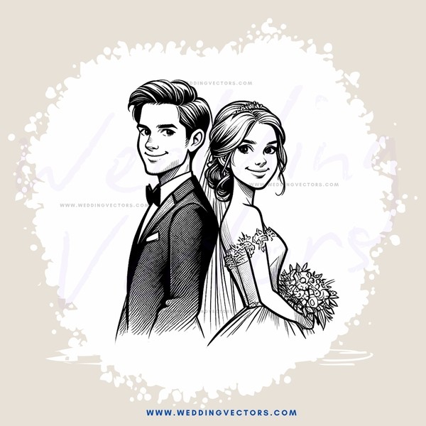 a bride and groom's wedding picture