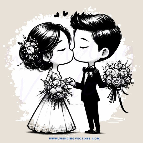 boy and girl leaning in for kiss with flowers, bowtie, garter, and bouquet