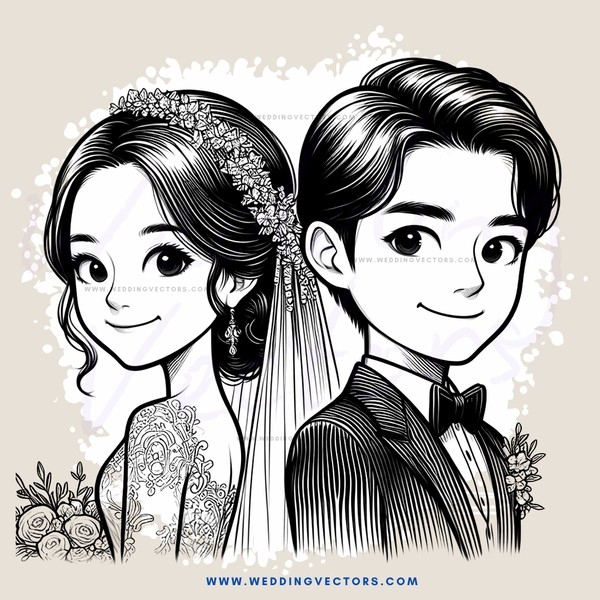 wedding portrait in black and white
