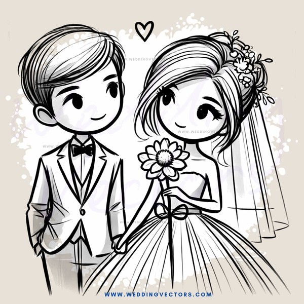 the groom and bride holding flowers