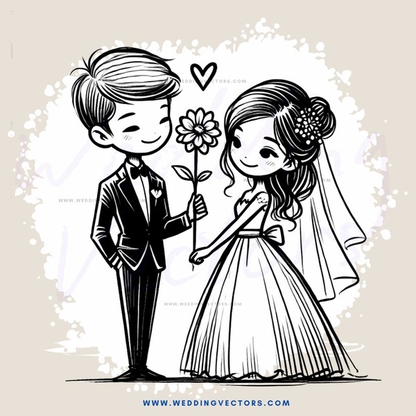 a wedding animation in black and white