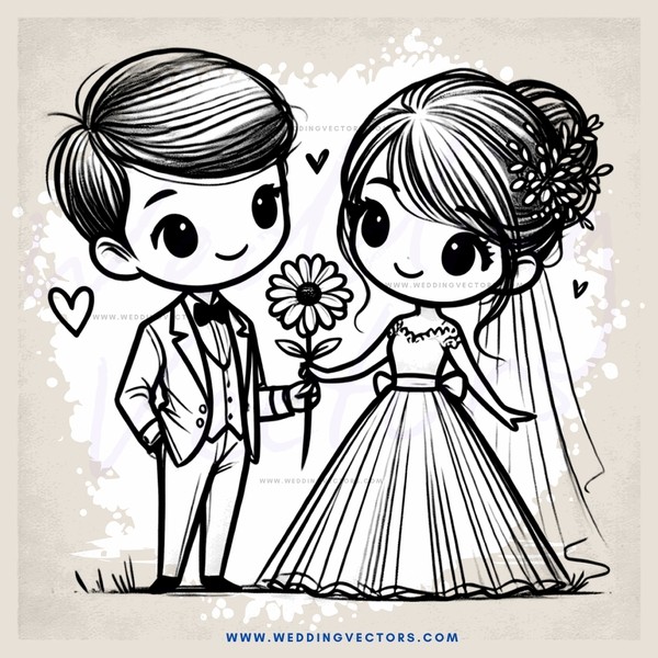 a man and woman holding hands and flowers