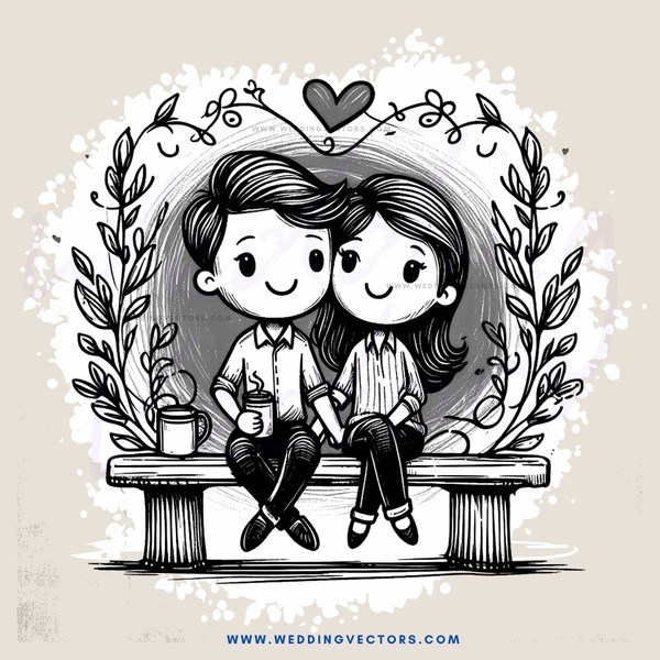 lovers on a bench with an easter theme