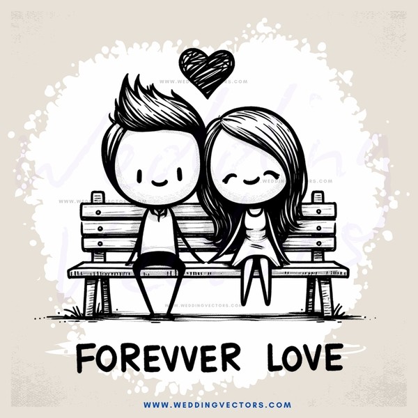 a couple sitting on a bench and there is forever love