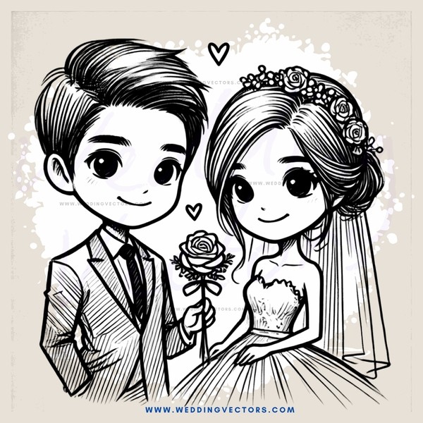a boy holding a rose for his bride