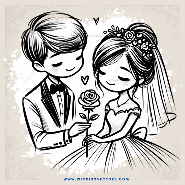 bride and groom holding rose
