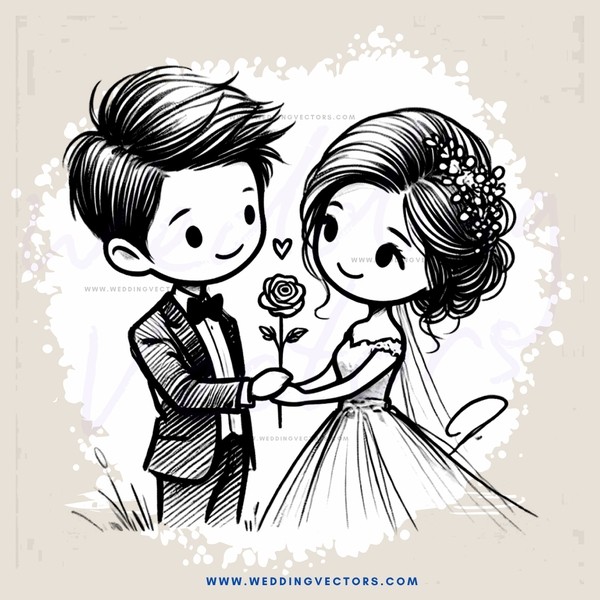 a boy and girl holding hands with hearts