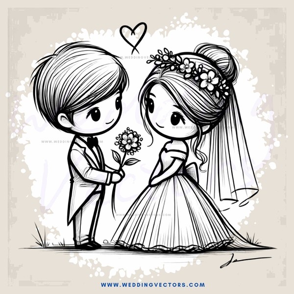 love story in wedding dress and tuxedo