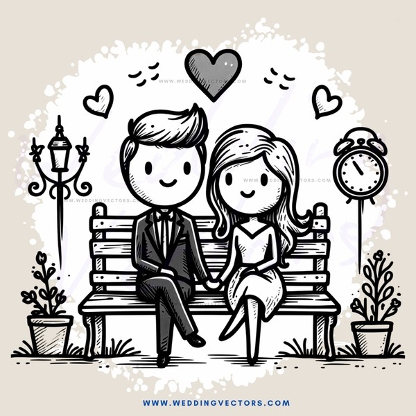 a couple sitting on a bench and holding hands