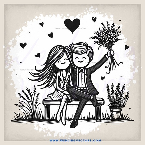 a couple sitting on a bench, holding flowers and enjoying their time