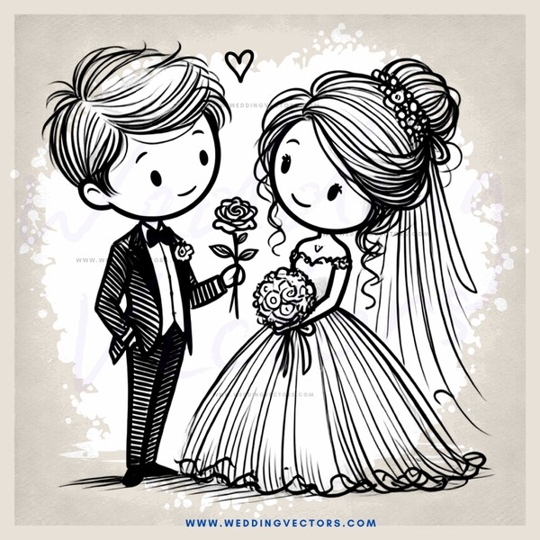 wedding bride and groom with flowers