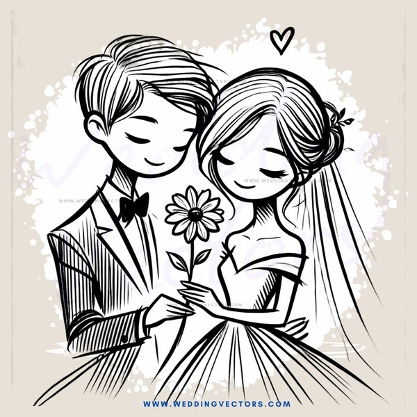 a boy and girl holding a flower together