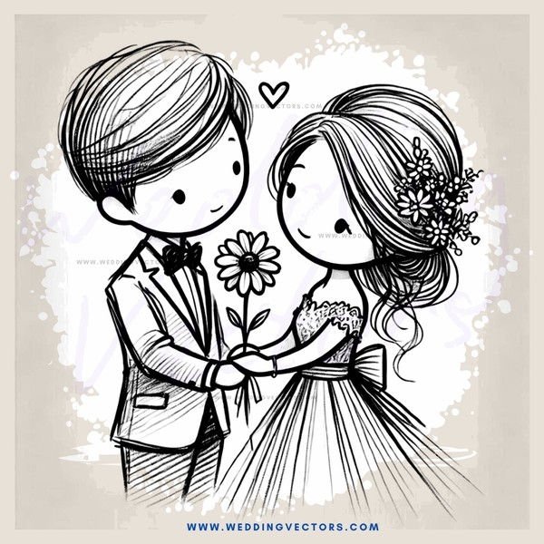 a boy and girl holding flowers