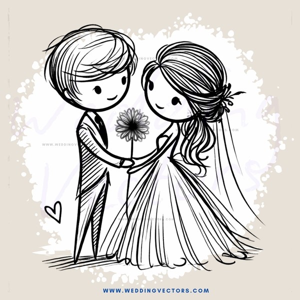 a boy and girl holding hands with a flower between them