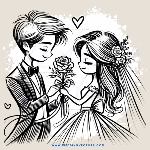 a boy and girl with roses