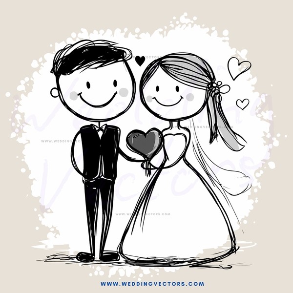 a bride and groom hold hands with hearts