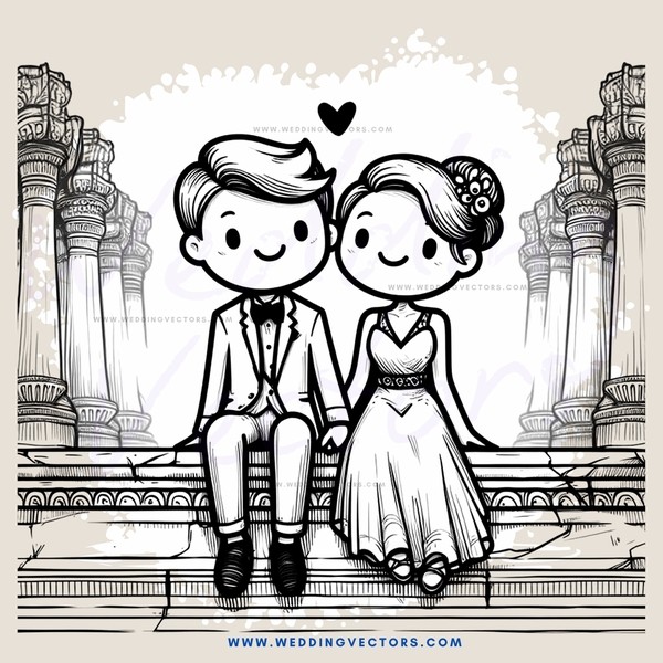 lovers on sitting on marble staircase
