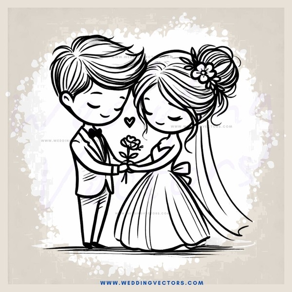 couple embracing on their wedding day
