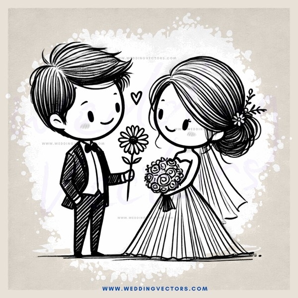 a couple exchanging vows and holding flowers