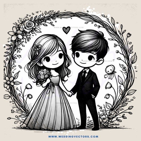 a couple standing in front of an arch with flowers