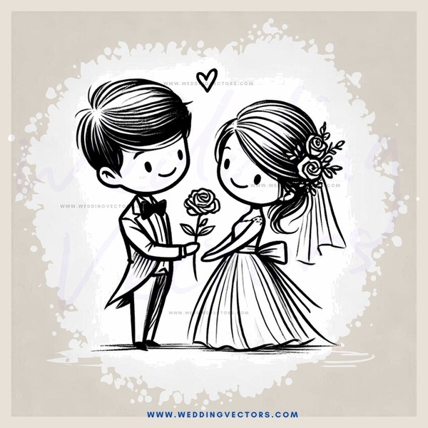 couple standing together with rose