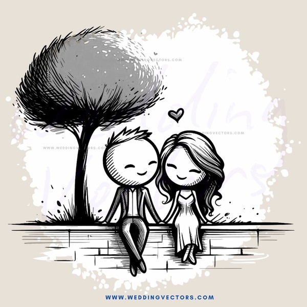 couple sitting on a wall under a tree