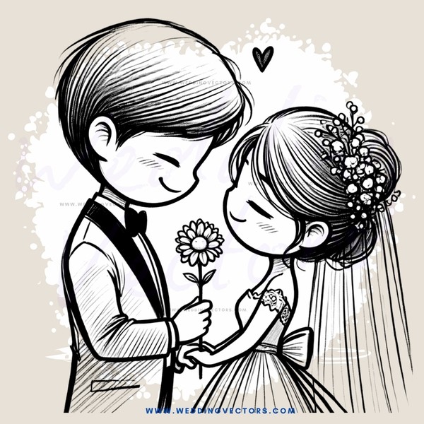 boy and girl holding flower