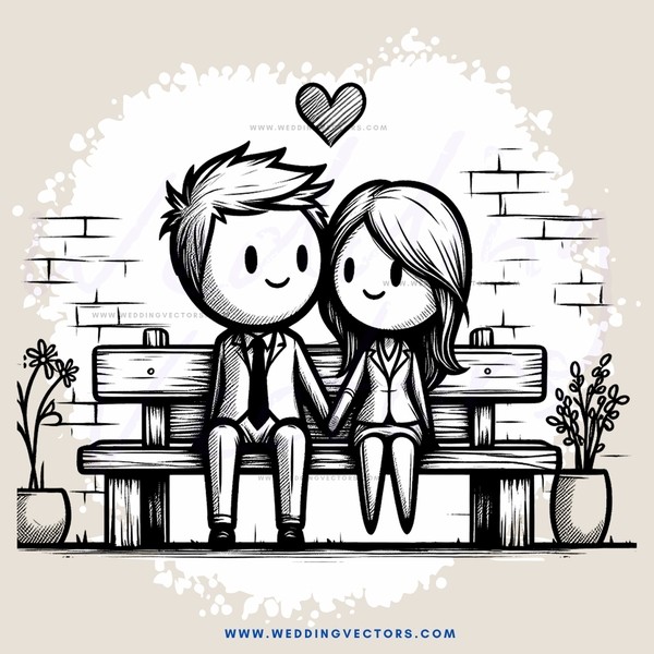 a couple sitting on a bench in front of a brick wall