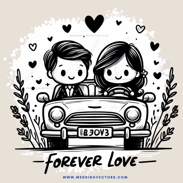a couple in a vintage car expressing their love