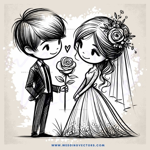 man and woman standing next to each other holding flowers