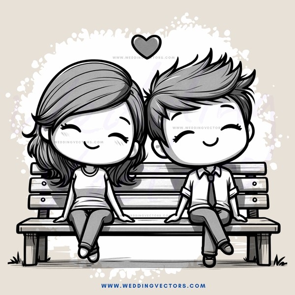 a heartwarming illustration of two people sitting on a bench