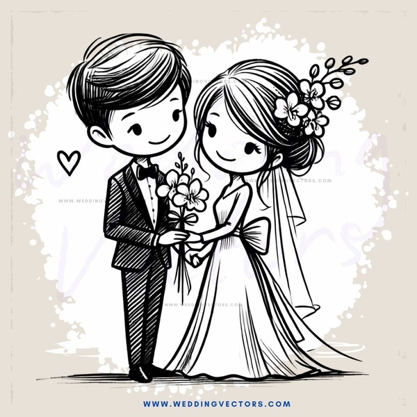 a black and white cartoon of an engagement ring