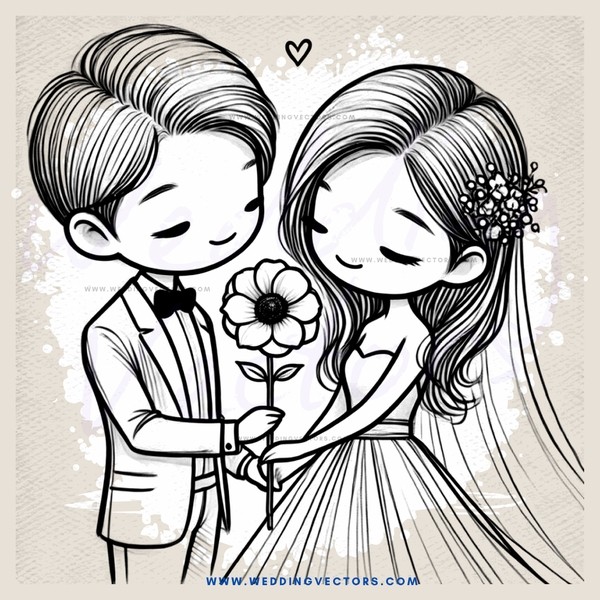 wedding portrait with flowers and flower