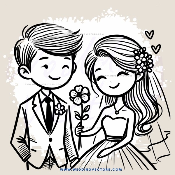 a couple holding flowers and smiling
