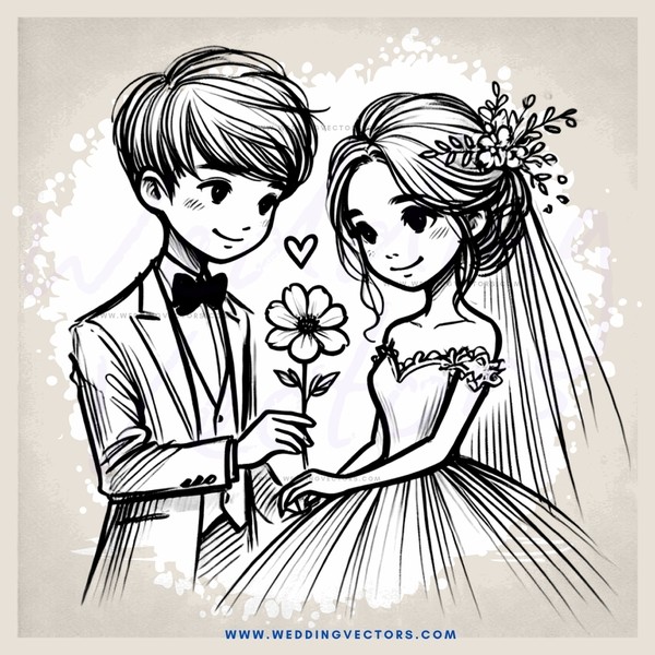 boy and girl with flower on head