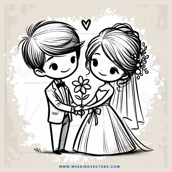 a boy and girl with flowers