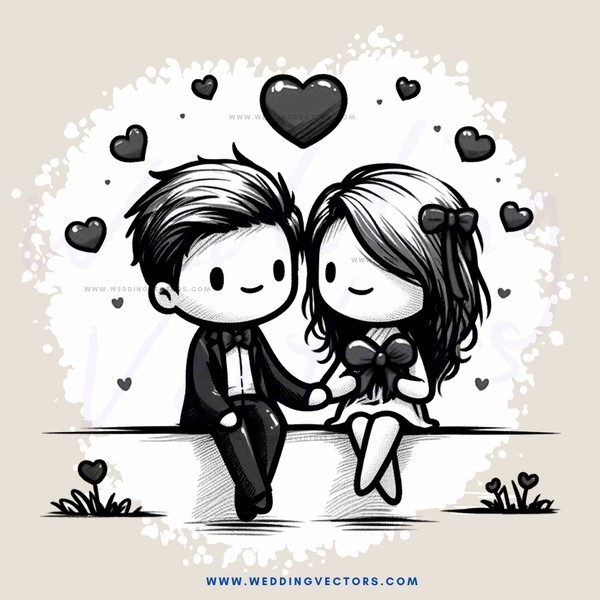 a boy and girl sitting on a bench holding hands
