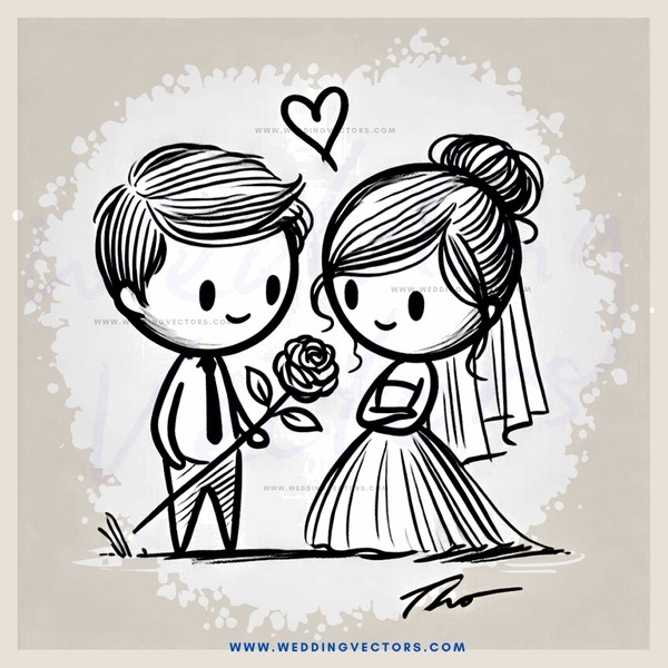 a bride and groom holding roses