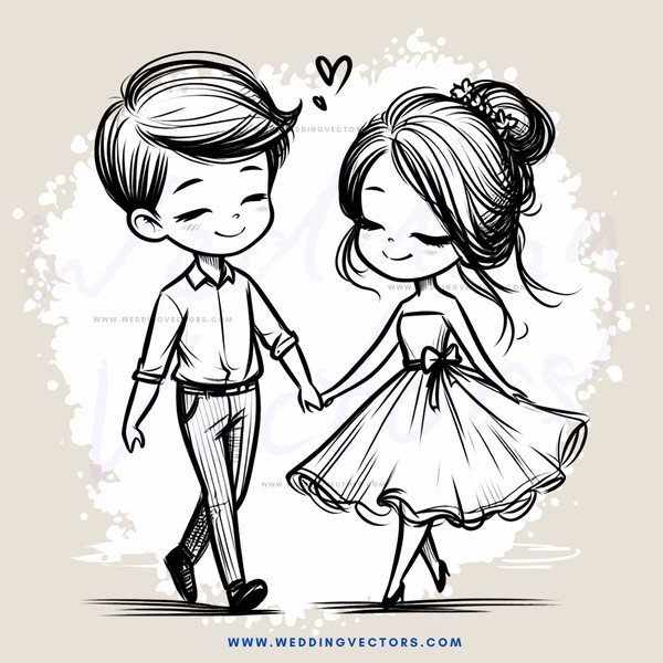 boy and girl walking hands together