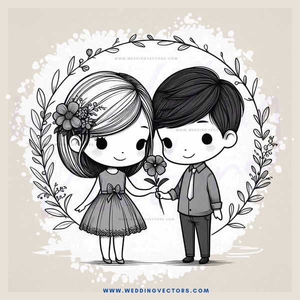 couple sharing flowers in an archway