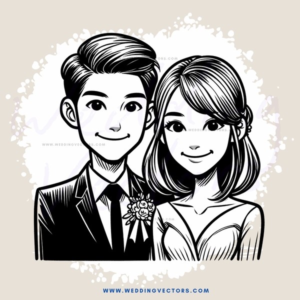 a couple's smiling face in black and white